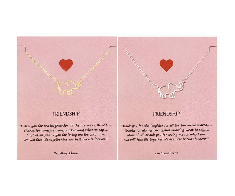 [Australia] - Your Always Charm Best Friend Necklaces for 2 Antler Butterfly Elephant Mountain Friendship Necklace C:elephant gold&silver 