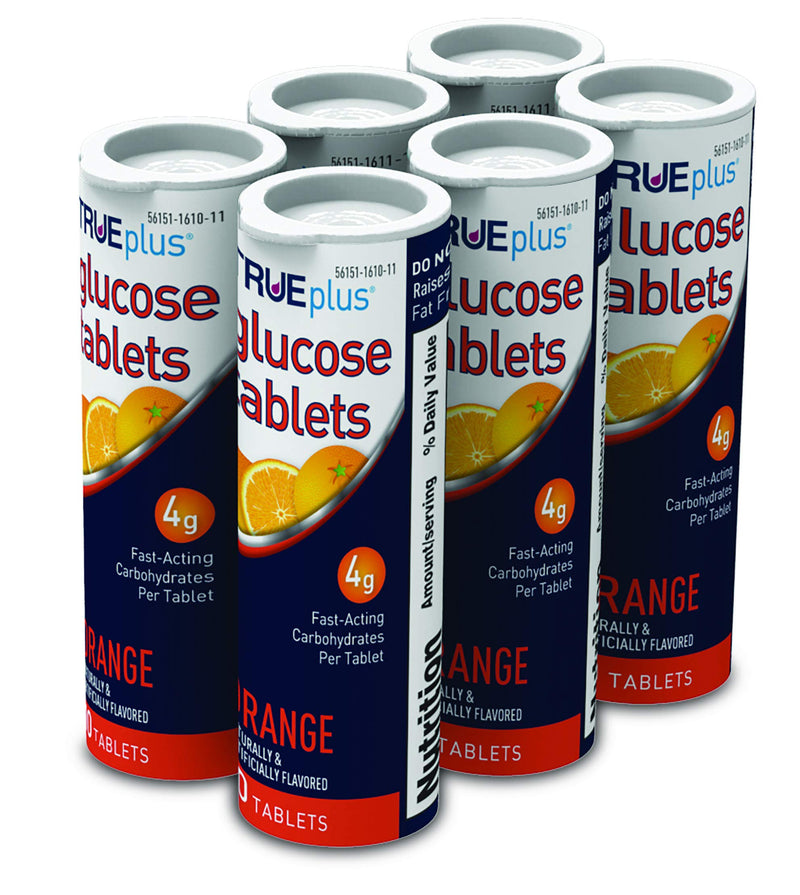 [Australia] - TRUEplus® Glucose Tablets, Orange Flavor - 6X 10ct Tubes 10 Count (Pack of 6) 