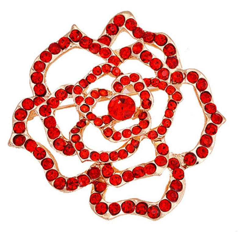 [Australia] - Gyn&Joy Womens Austria Crystal Red Rose Brooch 