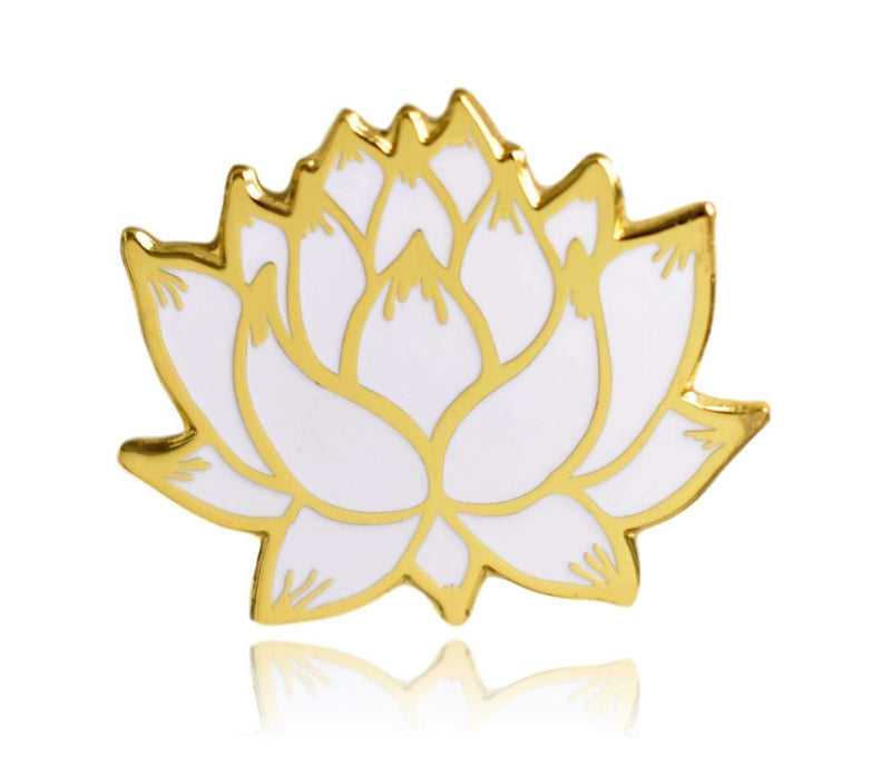 [Australia] - Lotus Flower Hard Enamel Lapel Pin Gold / White 