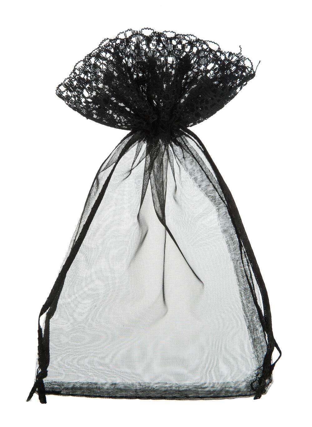 [Australia] - LANSWE 36 Pack Sheer Organza Drawstring Bags with Lace Decor Jewelry Pouches Candy Gift Bags Wedding Party Favor Mesh Christmas Pouches (Black, 4''X6'') White 5''X7'' 