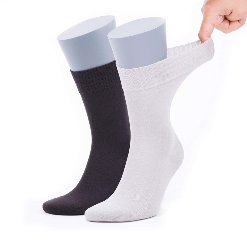 [Australia] - Bambooven Men’s Diabetic – Premium Bamboo, Super Soft, Odor Free & Breathable, Calf Socks, Crew Socks (2 Pack) Brown-gray 