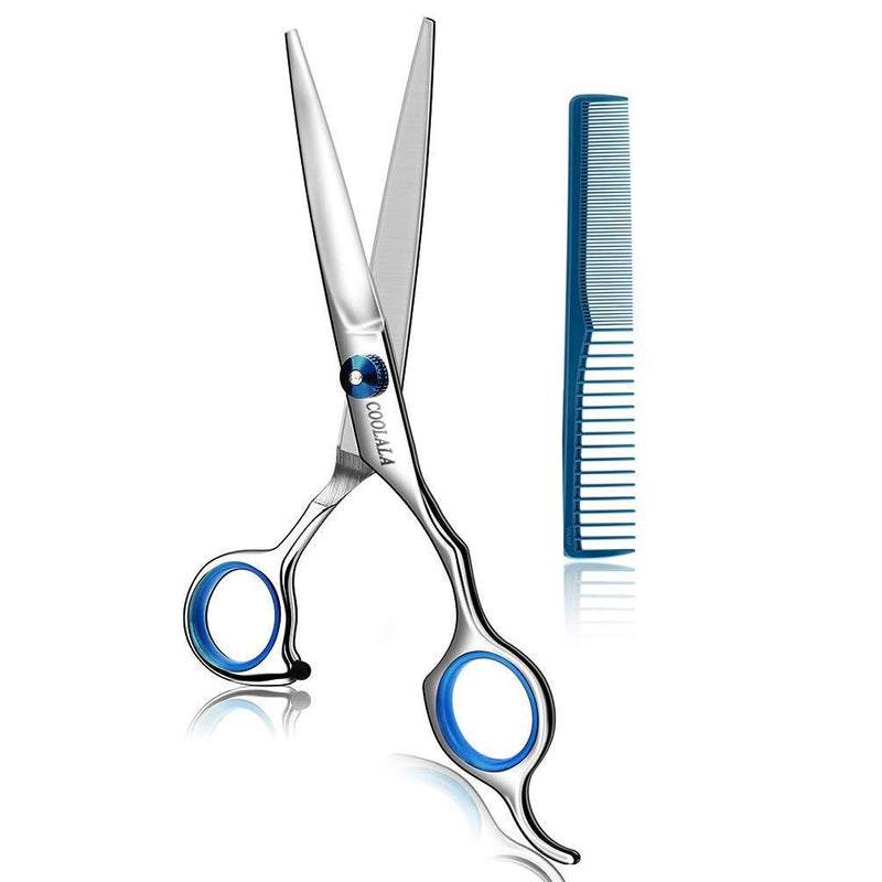 [Australia] - COOLALA Stainless Steel Hair Cutting Scissors 6.5 Inch Hairdressing Razor Shears Professional Salon Barber Haircut Scissors, One Comb Included, Home Use for Man Woman Adults Kids Babies 