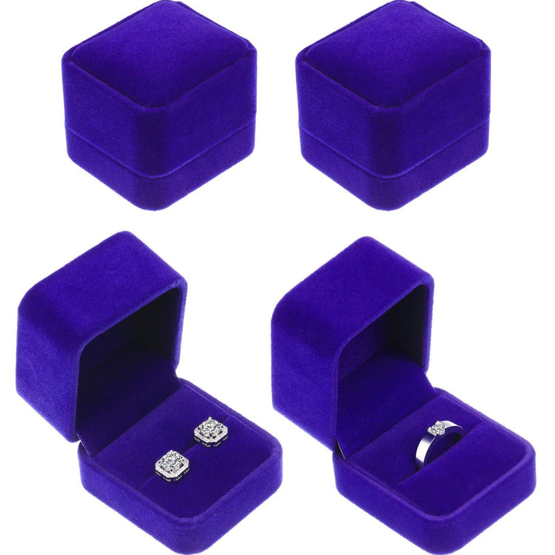 [Australia] - 4 Pieces Velvet Ring Earring Box Jewelry Gift Case Boxes for Wedding Engagement Birthday and Anniversary (Royal Blue) Royal Blue 