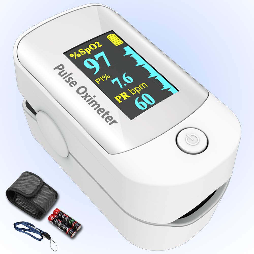 [Australia] - Pulse oximeter fingertip with Plethysmograph and Perfusion Index, Portable Blood Oxygen Saturation Monitor for Heart Rate and SpO2 Level, O2 Monitor Finger for Oxygen,Pulse Ox,Oxi, (White) 