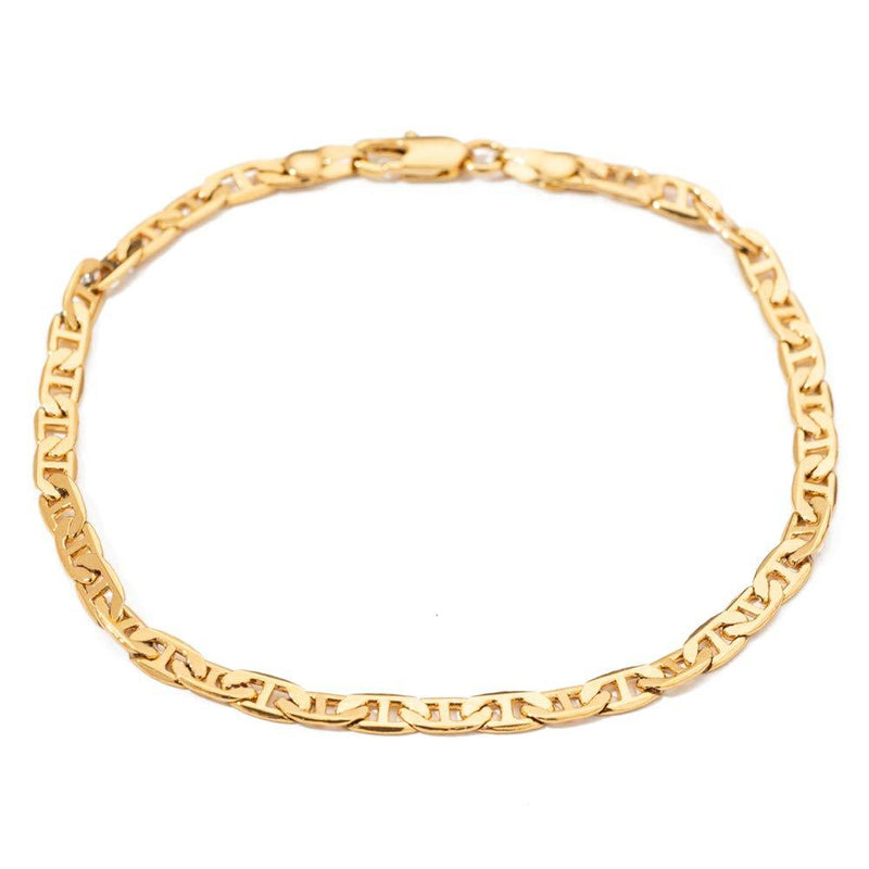 [Australia] - kelistom 18k Gold Plated Flat Mariner Link Chain Anklet 4.2mm Wide 9 10 11 inches Ankle Bracelet for Women Teen Girls 10.0 Inches 