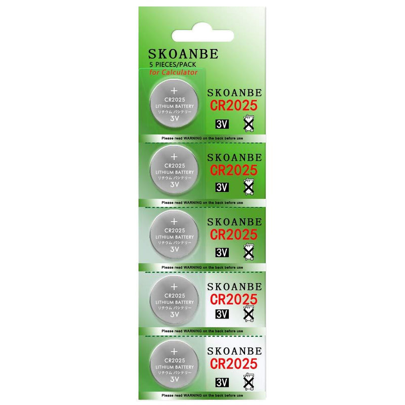[Australia] - SKOANBE 5Packs CR2025 3V Lithium Button Coin Cell 2025 Battery 5 Count (Pack of 1) 