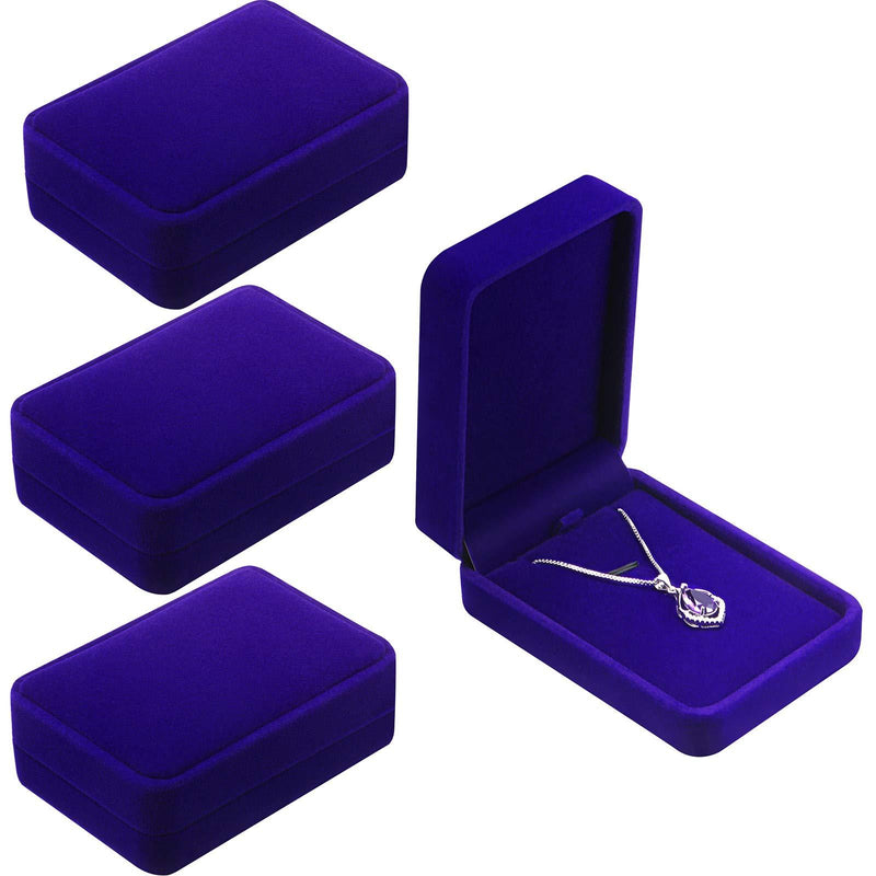 [Australia] - Velvet Pendant Necklace Boxes Jewelry Case Royal Blue Gift Box for Birthday Wedding Mother's Day Graduation Gifts (4 Pieces) 4 