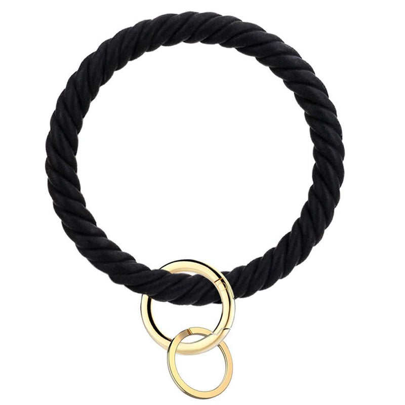 [Australia] - Idakekiy Key Chain, Silicon Wristlet Keychain Bangle Keyring Bracelet Holder for Women Girl Black 
