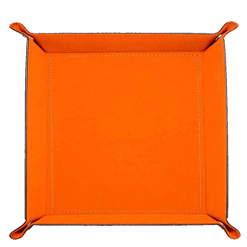 [Australia] - Avecell Valet Tray Desktop Storage Organizer, PU Leather Watch Box Wallet Coin Change Key Catchall Tray (Orange) Orange 