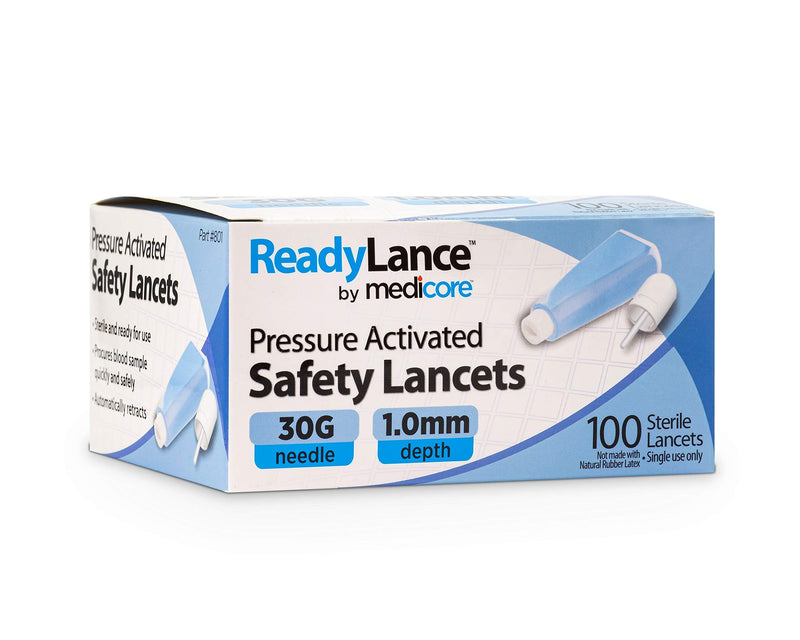[Australia] - ReadyLance, Pressure Activated Safety Lancets, 100 Lancets, 30Gx1.0MM, Light Blue 30G x 1.0MM 