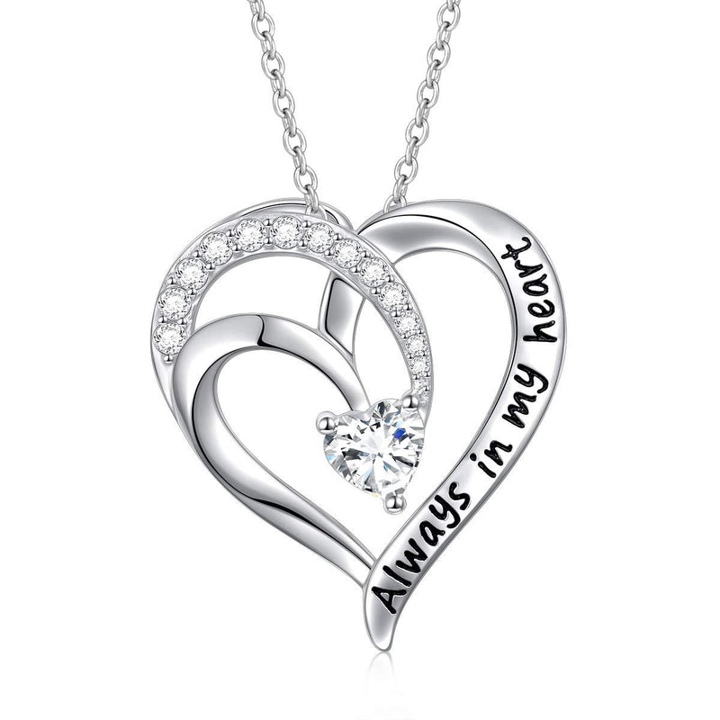 [Australia] - YinShan S925 Sterling Silver Necklace for Women Girls Jewelry Engraved Always in My Heart Pendant Necklaces Girlfriend, Mother Birthday 