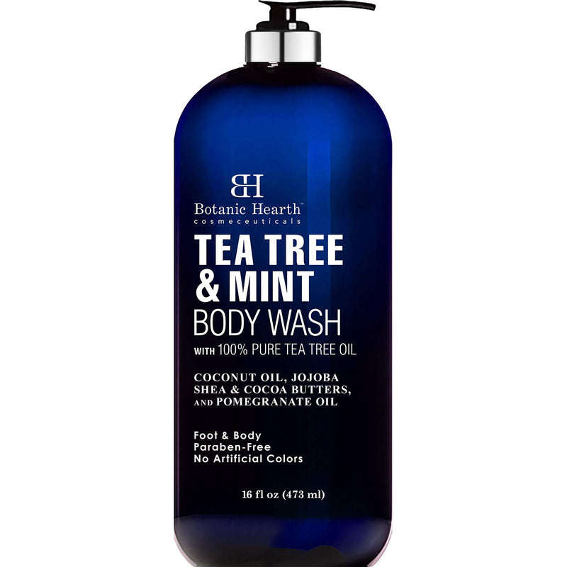 [Australia] - BOTANIC HEARTH Tea Tree Oil Body Wash with Mint - Paraben Free, Helps Fight Body Odor, Athlete's Foot, Jock Itch, Skin Irritations - Shower Gel Soap - Women & Men - (Packaging May Vary) 16 fl oz 