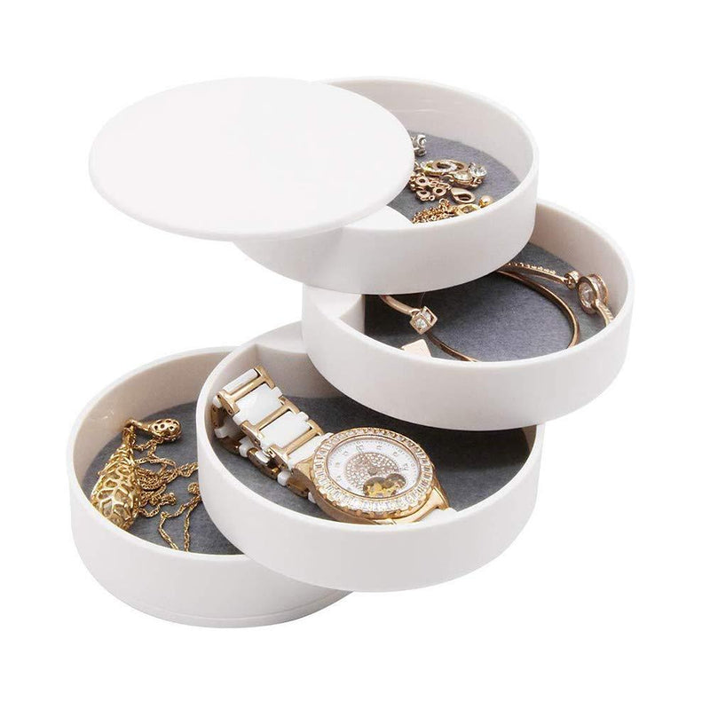 [Australia] - Fullgaden Organizer, 4-Tier 360 Degree Rotating Jewelry Storage Box for Earring Bracelets Rings Fits Small Spaces on Dressers, White 