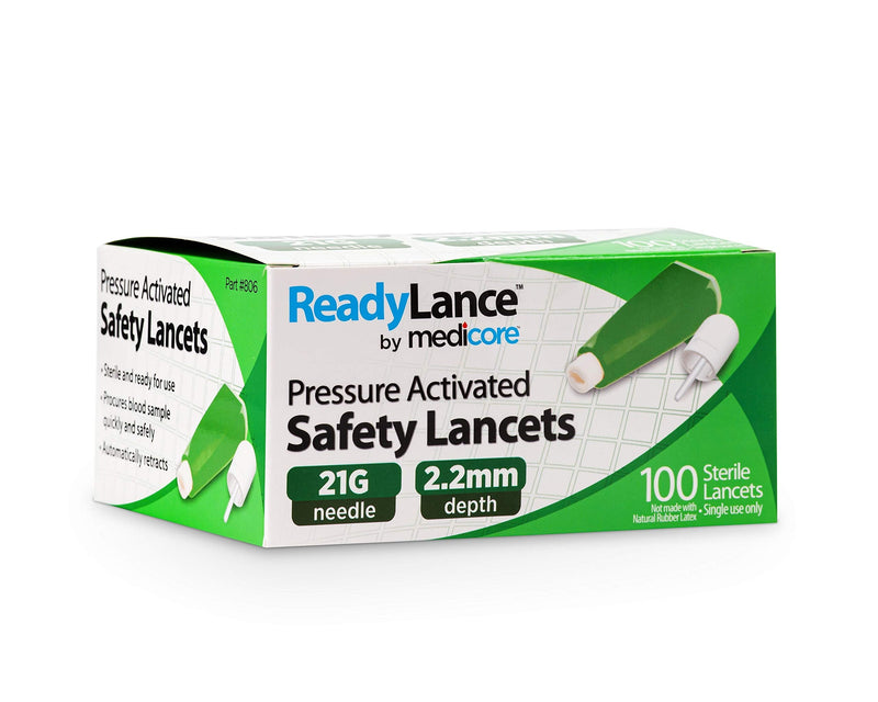 [Australia] - ReadyLance, Pressure Activated Safety Lancets, 100 Lancets, 21Gx2.2MM, Green 21G x 2.2MM 