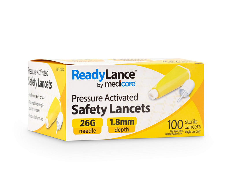 [Australia] - ReadyLance, Pressure Activated Safety Lancets, 100 Lancets, 26Gx1.8MM, Yellow 26G x 1.8MM 