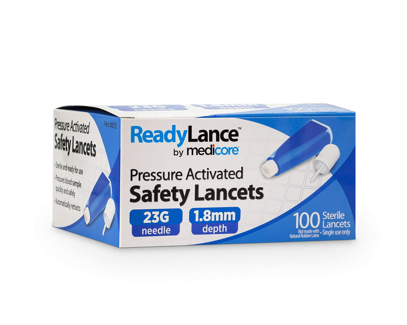 [Australia] - ReadyLance, Pressure Activated Safety Lancets, 100 Lancets, 23Gx1.8MM, Blue 23G x 1.8MM 