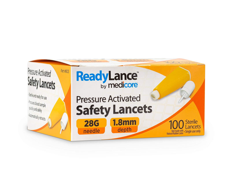 [Australia] - ReadyLance, Pressure Activated Safety Lancets, 100 Lancets, 28Gx1.8MM, Orange 28G x 1.8MM 