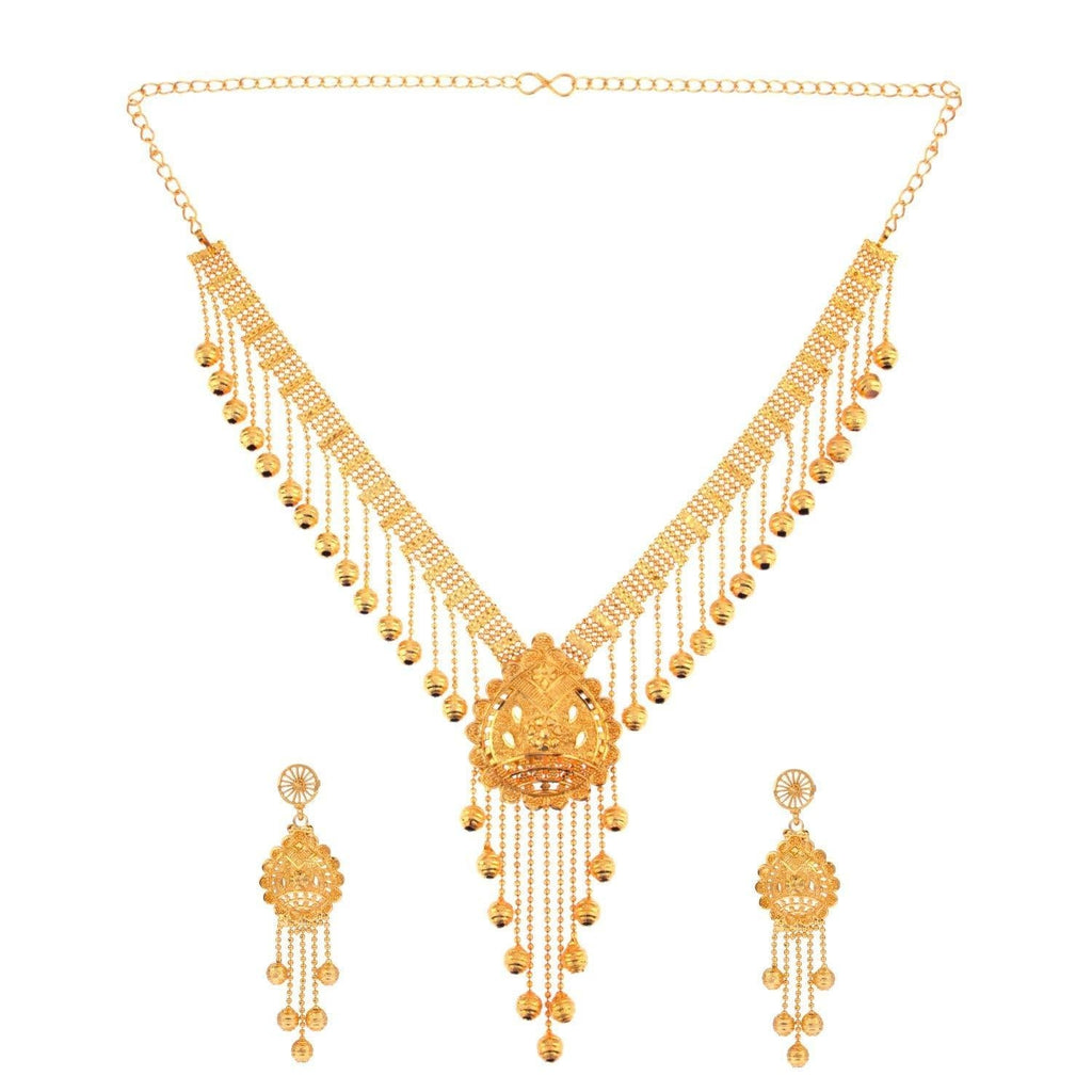 [Australia] - Efulgenz Indian Style Bollywood Fashion Gold Tone Wedding Bridal Pendant Locket Tassel Choker Collar Necklace Earrings Jewelry Set Style 6 