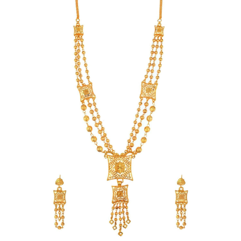 [Australia] - Efulgenz Indian Style Bollywood Fashion Gold Tone Wedding Bridal Pendant Locket Tassel Choker Collar Necklace Earrings Jewelry Set Style 3 