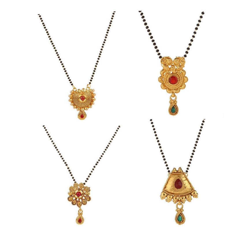 [Australia] - Efulgenz Indian Bollywood Traditional Gold Plated Ruby Emerald/Color CZ Stone Mangalsutra Pendant Necklace Jewelry with Chain for Women 