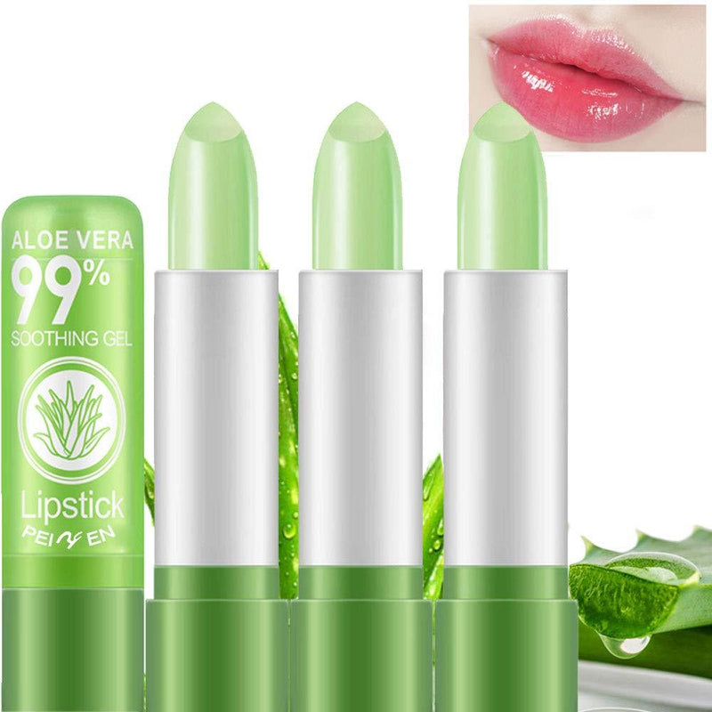 [Australia] - 3 Pack Aloe Vera Lipstick, LemonSac Long Lasting Nutritious Lip Balm Lips Moisturizer Magic Temperature Color Changing Lip Gloss (3Pcs) 