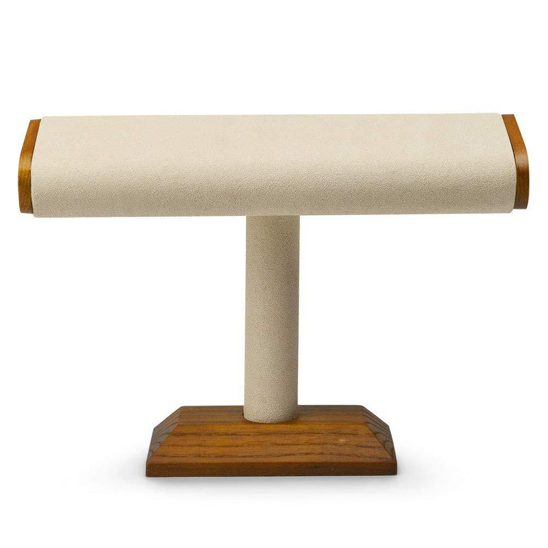 [Australia] - Oirlv Solid Wood T-Bar Watch Display Stand Jewelry Organizer Holder for Watch Bracelet Countertop Table Top Jewelry Tower(Creamy-White) Creamy-white 
