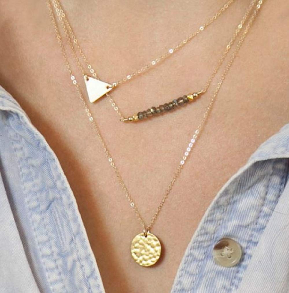 [Australia] - Kikelomo Personalized Necklace for Women. 14K Gold Plated Engraved Full Moon Necklace for BFF, Women, Girlfriend. Boho Necklace Hammered Disk. Better Than Gift Card. Gift Under $25 Always my sister 