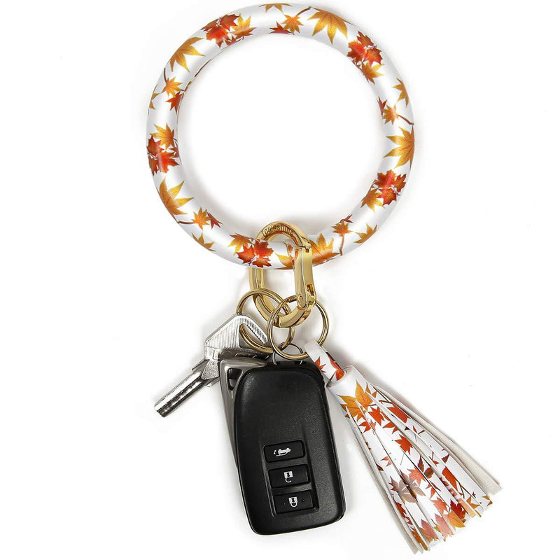 [Australia] - Townshine Bangle Key Ring Wrist Keychain Bracelet Round Silicone Keyring Holder For Women Girls Autumn 