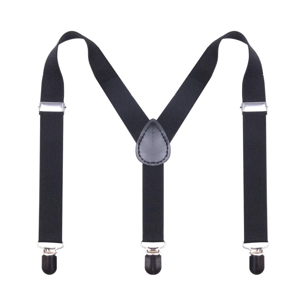 [Australia] - GUCHOL Boys Suspenders for Kids Toddler, Baby Adjustable Elastic with Strong Metal Clips Suitable for 1 to 6 old Black 