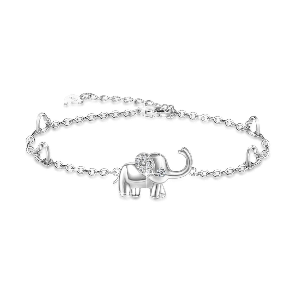 [Australia] - OneSight Elephant Bracelet/Anklets/Necklace/Earring for Women 925 Sterling Silver Elephants Bracelets Jewelry Anklet(Large Bracelet) 