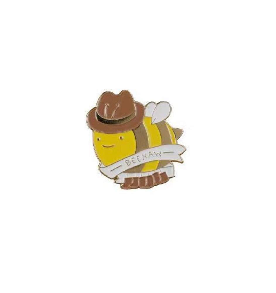 [Australia] - Beehaw Cowboy Bee Enamel Pin Insect Bee Badge Brooch Cute Honeybee Jacket Coat Hat Accessories Beekeeper Gift 