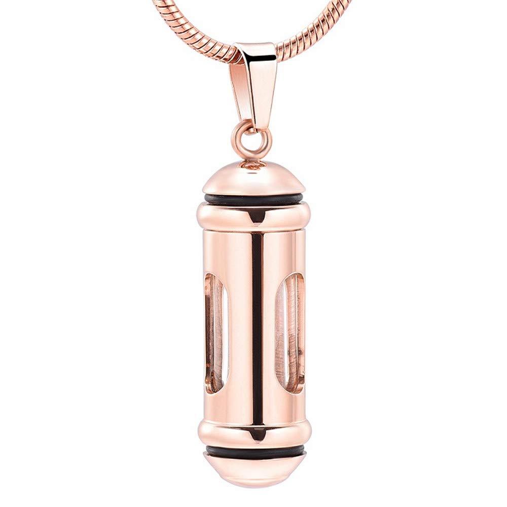 [Australia] - Glass Cremation Jewelry for Ashes Hold Human Pet Memorial Ashes, Cylinder Cremation Necklace Keepsake Urn Necklace for Women Men Rose Gold 