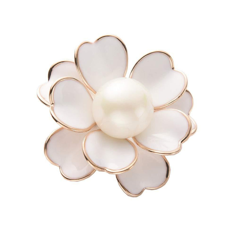 [Australia] - GYAYU Women's Flower Pearl Enamel Brooch Pins for Ladies Jewelry White 