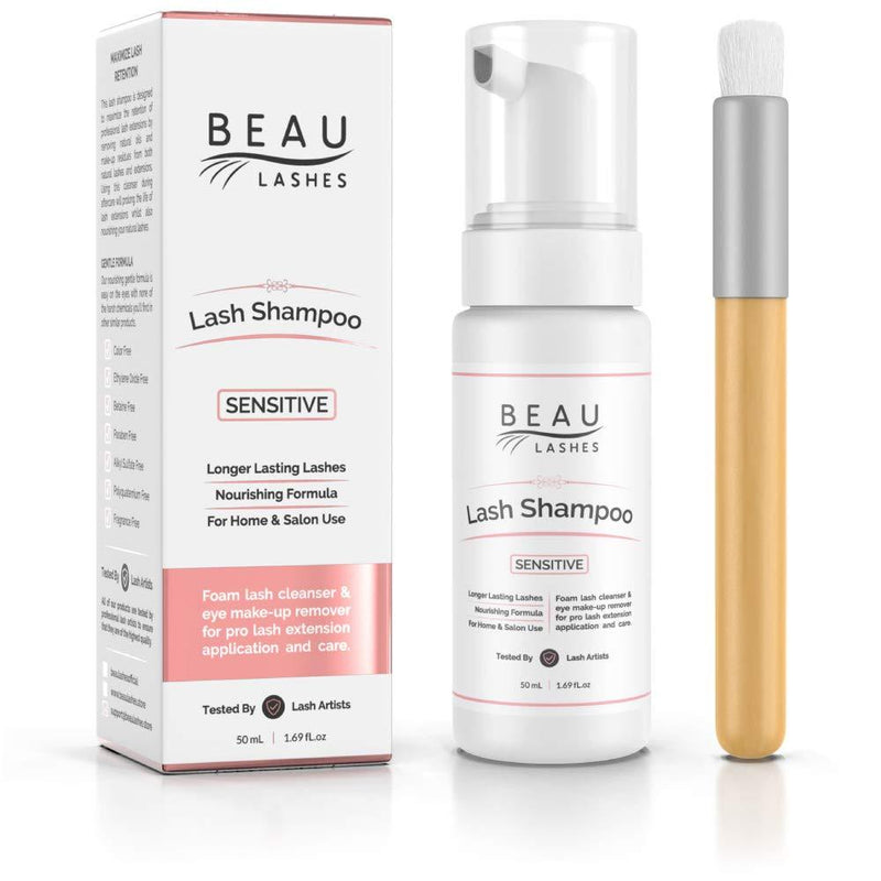 [Australia] - Eyelash Extension Foam Cleanser Shampoo & Brush (150ml) - Sensitive Paraben & Sulfate Free Eyelid/Lash Foaming Wash Cleaner To Remove Makeup Residue & Mascara - Perfect For Salon Use And Home Care 5.07 Fl Oz (Pack of 1) 