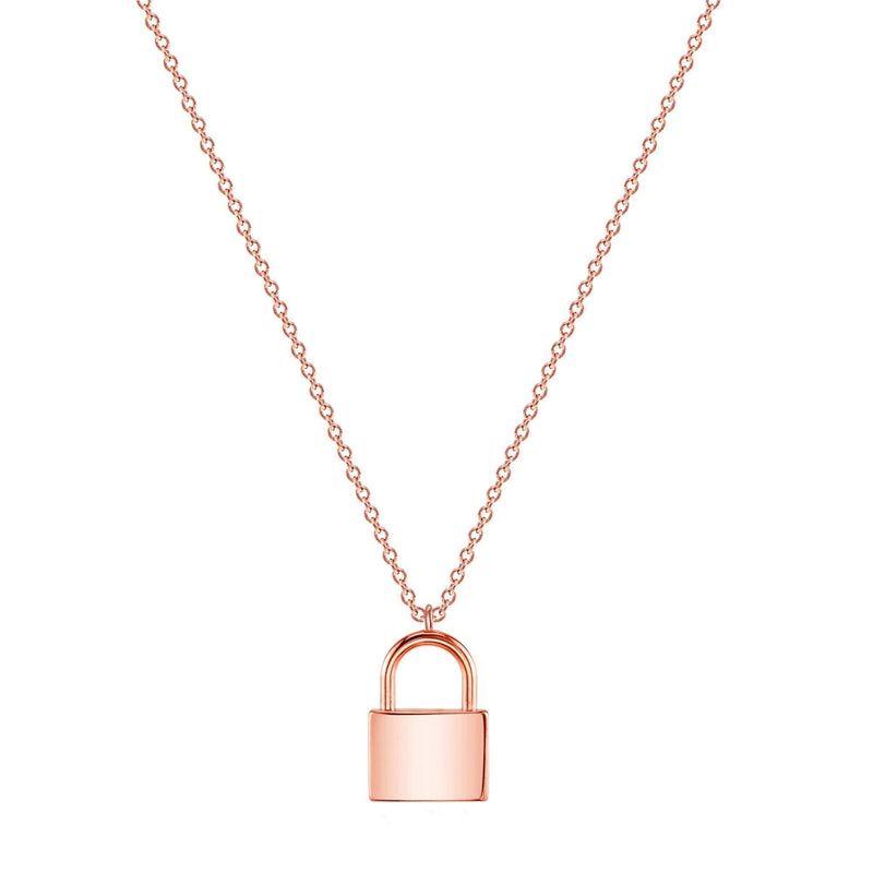 [Australia] - Mevecco Gold Dainty Initial Necklace Lock Necklace 18K Gold Plated Padlock Necklace Letter Necklaces for Women Minimalist Personalized Jewelry lock rose gold 