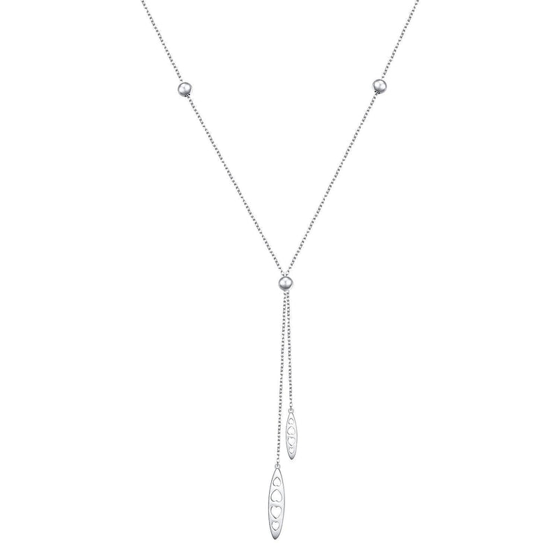 [Australia] - YinShan Mothers Day Jewelry Dainty Lariat Necklaces Y Necklace Adjustable Long Chain 30 Inches Sweater Chain 925 Sterling Silver Jewelry for Women Girls Easter Gifts Heart Leaves 