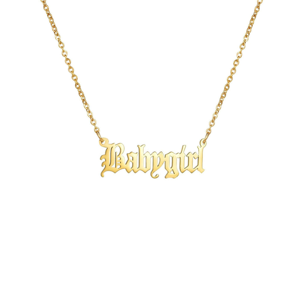 [Australia] - JIAHATE Personalized Name Pendant Necklace,Old English Font Custom Handmade Script Initial Nameplate Necklace Jewelry Gift for Girls Womens,Name Crown Necklace Babygirl-Gold 