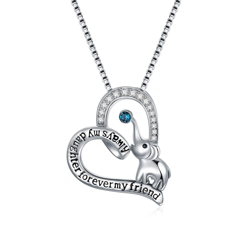 [Australia] - AOBOCO 925 Sterling Silver Elephant Mother Daughter Love Heart Pendant Necklace with Swarovski Crystal Daughter Necklace 