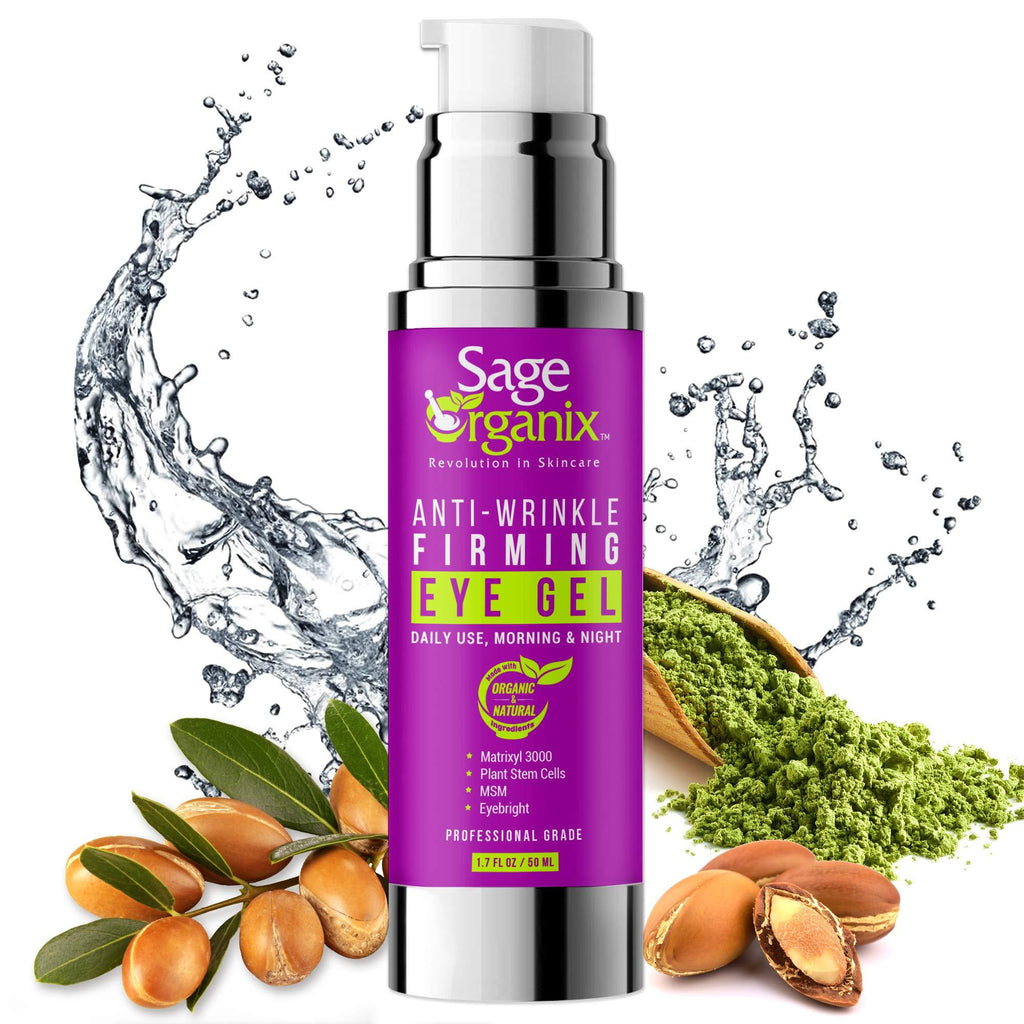[Australia] - Sage Organix Lifting Firming Eye Gel Serum, 75% Organic Under Eye Serum for Dark Circles, Wrinkles, Puffy Eyes, Under Eye Bags, Depuffing Eye Serum + Plant Stem Cells, Matrixyl 3000, 1.7 oz 1.7 Fl Oz (Pack of 1) 