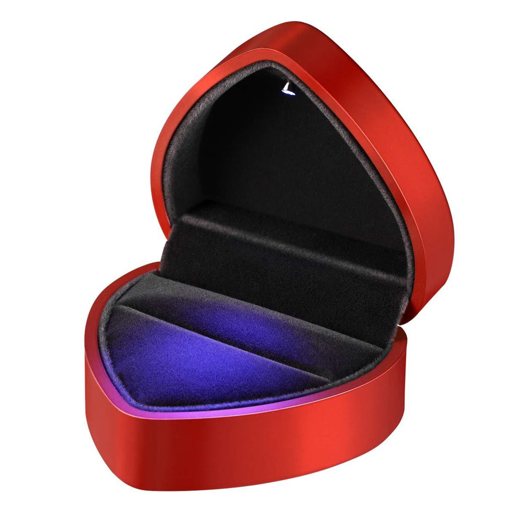 [Australia] - VOSAREA LED Ring Box, Proposal Engagement Ring Box, Heart Shape Earrings Jewelry Ring Box Case for Anniversay Valentines Day Wedding (Red) Red 