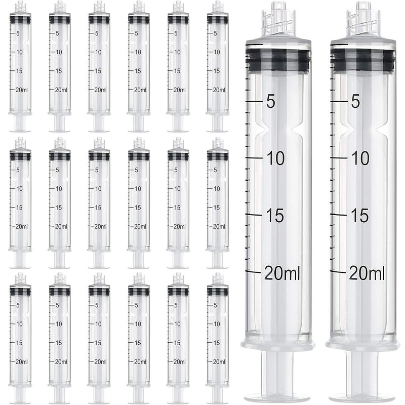 [Australia] - 20 Pack Syringe Luer Lock, Syringe Without Needle, Plastic Curved Syringes for Epoxy Resin, Craft, Scientific Labs, Feeding Pets Animals, Oil or Glue Applicator (20 ML) 20 ML 