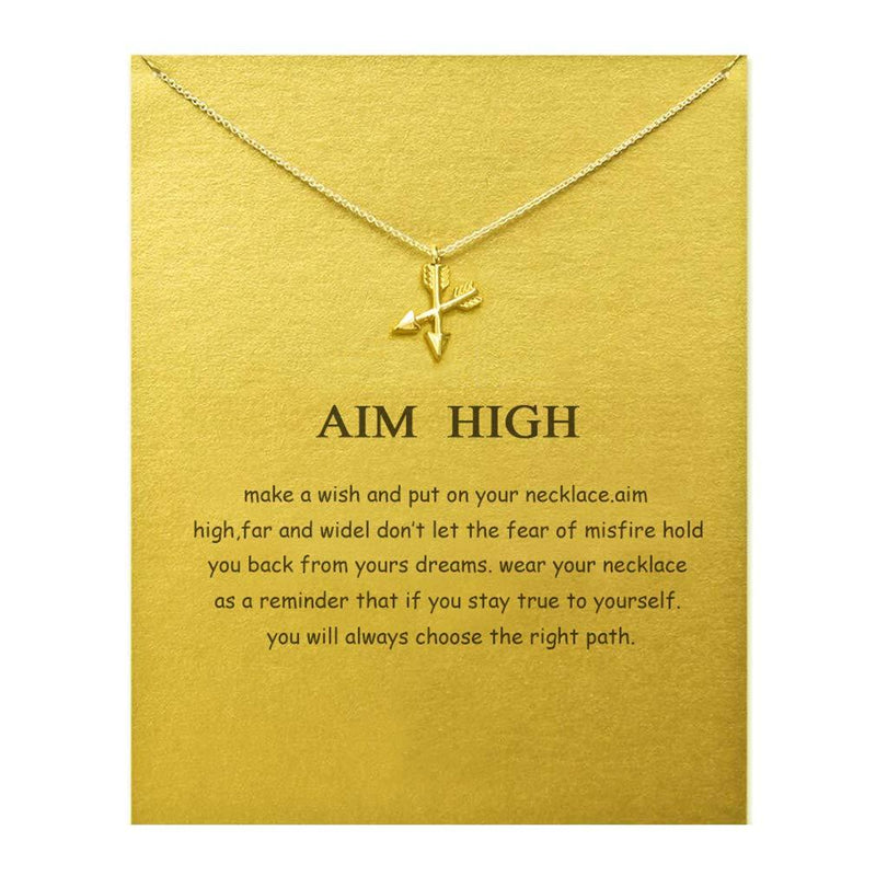 [Australia] - LANG XUAN Friendship Anchor Compass Necklace Good Luck Elephant Pendant Chain Necklace with Message Card Gift Card Gold Arrow 