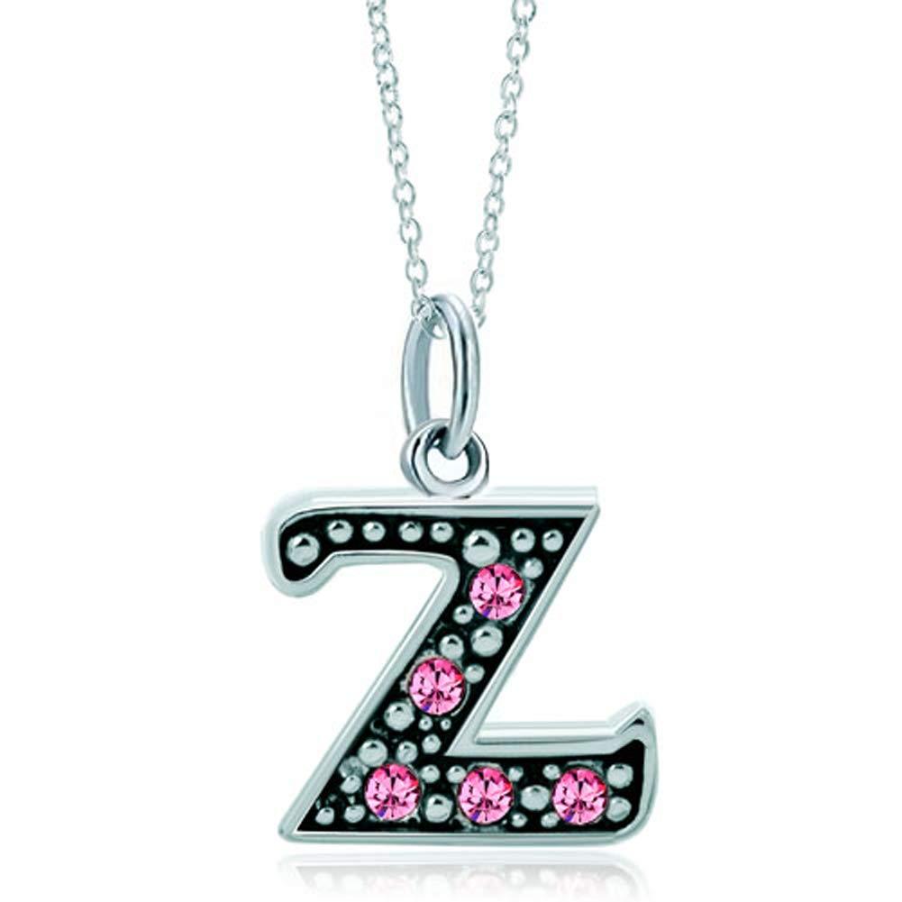 [Australia] - Korliya Pink Letter A-Z Alphabet Initial Charm Bead Necklace Pendant for Women Girls Z 