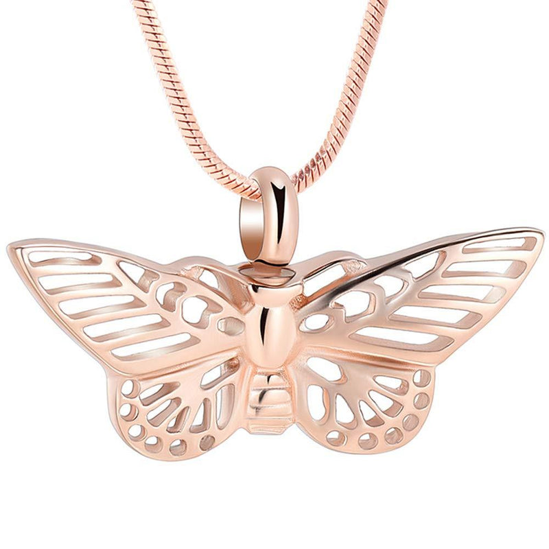 [Australia] - Minicremation Cremation Jewelry for Ashes Memorial Keepsake for Beloved's Ashes Urn Pendants Butterfly Cremation Necklace for Ashes Rose gold 