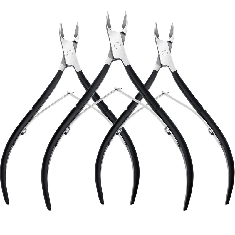 [Australia] - 3 Packs Cuticle Cutter Cuticle Nippers Pointed Blade Cuticle Trimmer Stainless Steel Nail Clippers Manicure Tool for Fingernails No Cuticle Pusher (Black) Black 