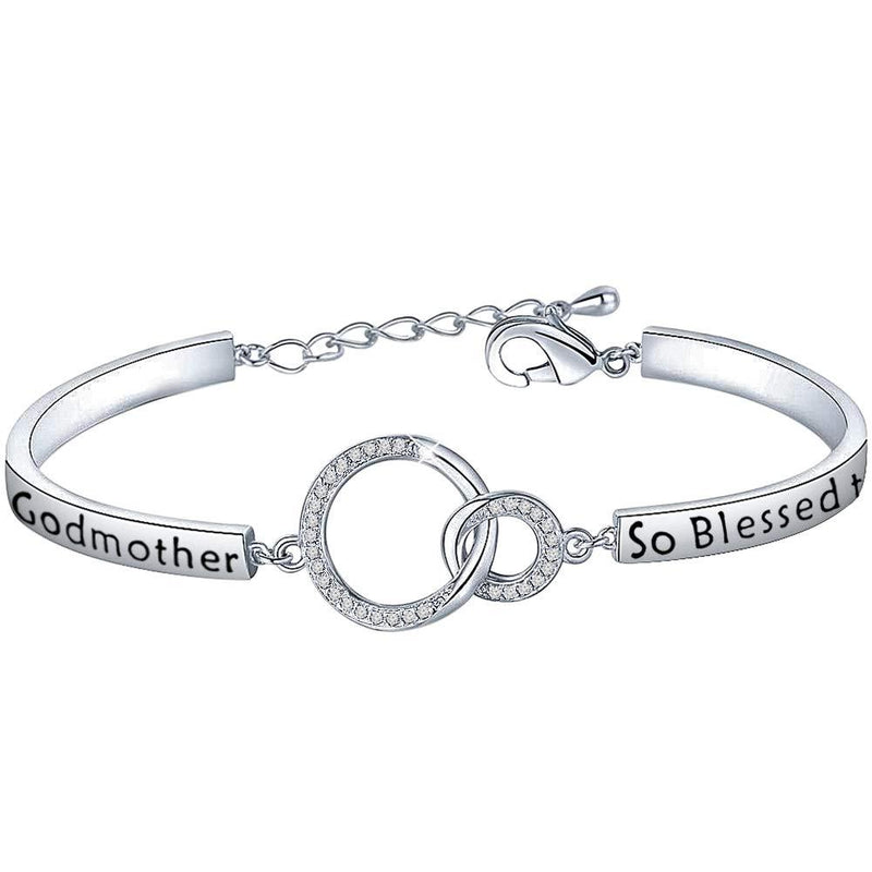 [Australia] - LQRI Godmother Bracelet So Blessed to Have You in My Life Interlocking Circles Bracelet Religious Jewelry Christening Baptism Gift for Godmother sliver 