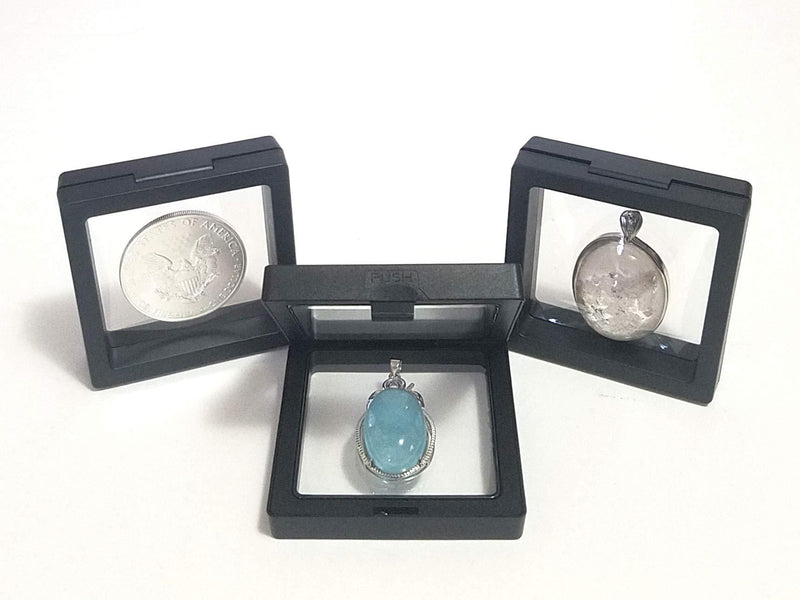 [Australia] - JM Future Black Transparent 3D Floating Frame Display Holder/Box/Frames for Challenge Coins, AA Medallions, Antique, Jewelry,Gift, White, 2.75 x 2.75 x 0.75 Inches (Set of 3 pcs) Set of 3 Pcs 