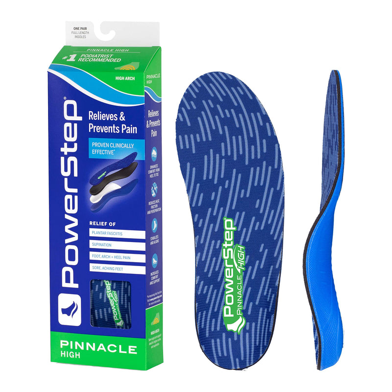 [Australia] - Powerstep Insoles, Pinnacle High Arch, Pain Relief Insole, Supination, High Arch Support Orthotic For Women and Men Men's 8-8.5 / Women's 10-10.5 Blue and Green 