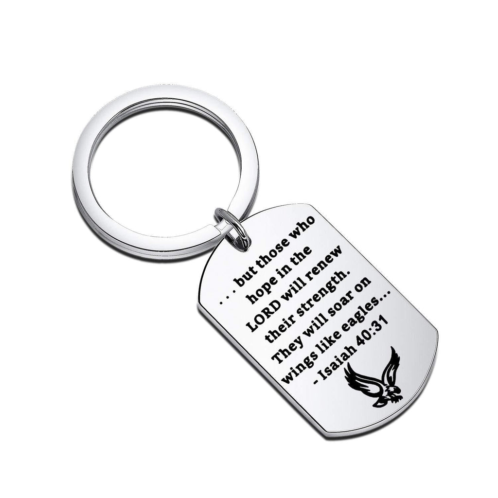 [Australia] - BEKECH Isaiah 40:31 Jewelry Christian Keychain But Those who Hope in The Lord Will Renew Their Strength They Will Soar on Wings Like Eagles Religious Jewelry Bible Verse Gift silver 